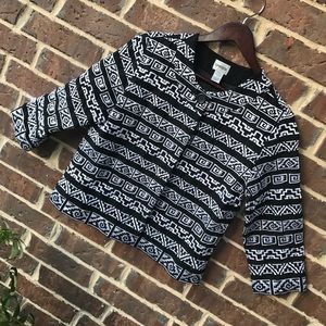 Chico's Embroidered Jacket Buttoned Coat